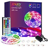 Los mejores  - Tiras LED- JESLED 6m(1x6m) Luces LED RGB 5050 con Control Remoto de 44 Botones- 20 Colores 8 Modos de Brillo y 6…
